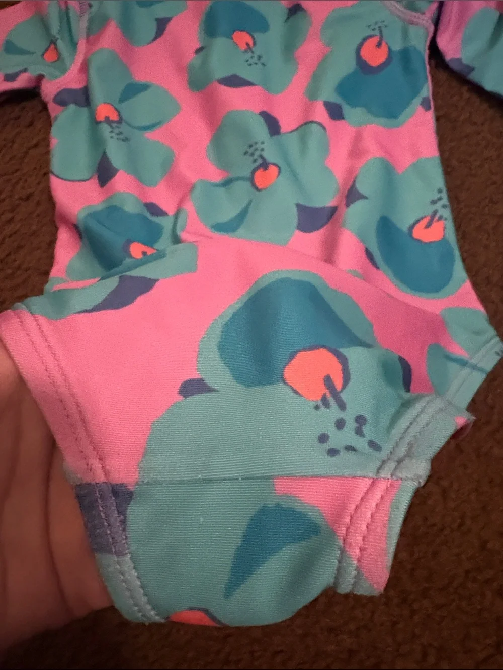 Tea Collection Pink & Turquoise Floral Long-Sleeve One-Piece Swim